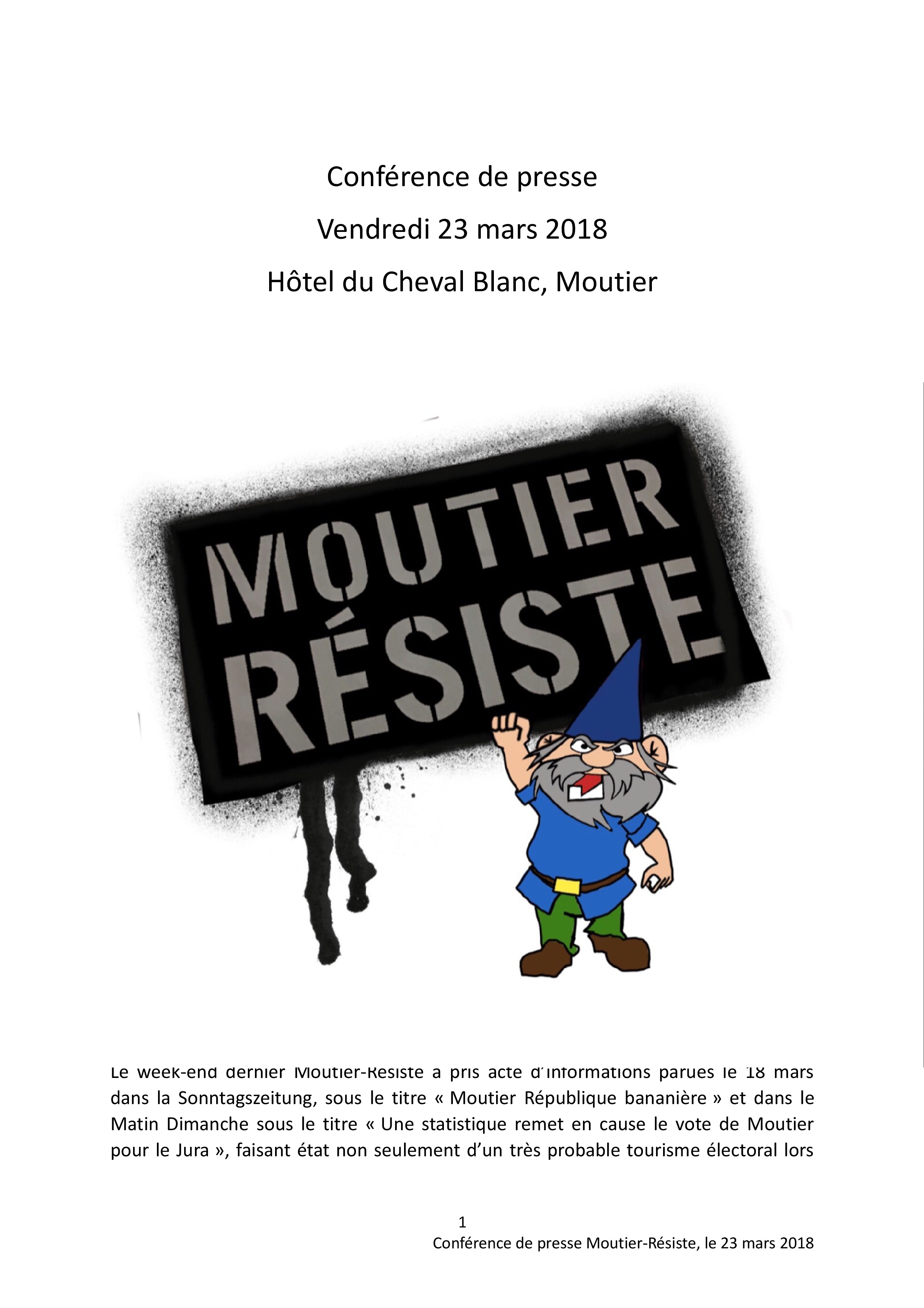 Conférence de presse Moutier-Résiste 23 mars 2018